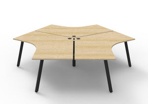 Rapidline Deluxe Infinity 120 degree workstation in Natural Oak and Black. Supplied product image for model D-IELWS3P120D NO/BL.