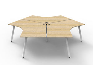 Rapidline Deluxe Infinity 120 degree workstation in Natural Oak and White. Supplied product image for model D-IEL3P120D NO/WS.