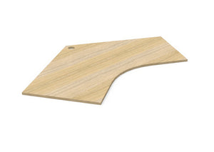 Rapidline 120 degree workstation top in Natural Oak, shown on its own at an angle against a plain white background