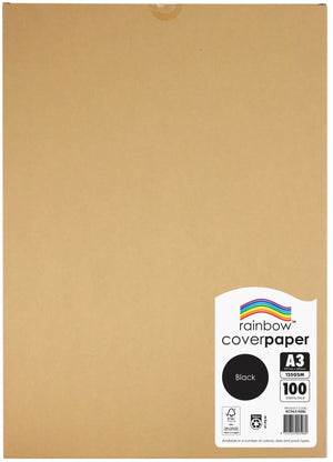 Rainbow Cover Paper A3 125gsm Black Pack of 100 wrapped pack