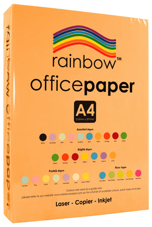 Rainbow Office Paper A4 75gsm Fluoro Orange Pack of 500