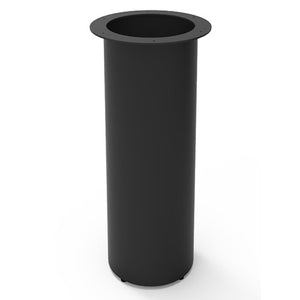 Rapidline Drum Base in black powdercoat, a cylindrical drum base with a wide flared rim at the top for the table top, shown on its own