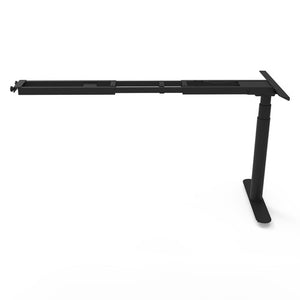 Rapidline Halo+ height adjustable return frame in black powder coat, single column with telescopic top rail on a white background