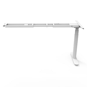Rapidline Halo+ height adjustable return frame in white powder coat, single column with telescopic top rail on a white background