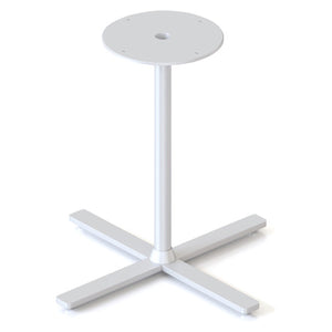 Rapidline Kolo 4 star table base in white with single round column, round top plate and four flat feet