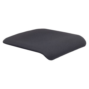 Rapidline Wimbledon seat cushion in black fabric shown on its own, a thin contoured pad shaped to the chair seat.