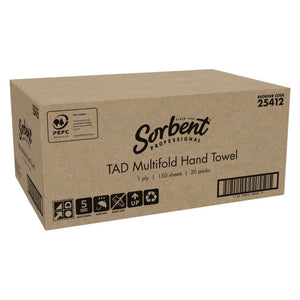 Sorbent 25412 Multifold TAD Towel 1 Ply 150 Sheets Carton of 20