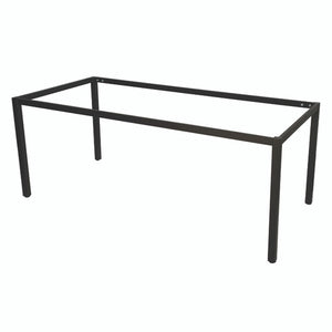 Rapidline steel table frame in black powder coat, four square tube legs under a rectangular interlocking top frame, shown without a table top
