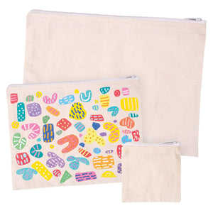 Zart Calico Zip Pouch 12 x 12cm Undyed Cotton with Zip Closure