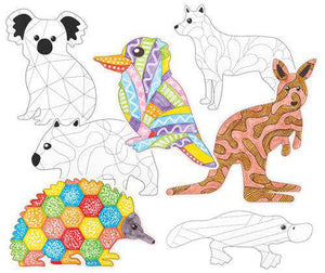 ColourMe Cardboard Australian Animals Pack of 21 Pre Printed Patterns