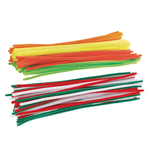 Chenille Stems Christmas Colours Pack of 100 6mm x 30cm Red Green White