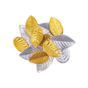 Zart Mini Craft Leaves Metallic Pack of 60 Gold and Silver Stiff Synthetic Fabric