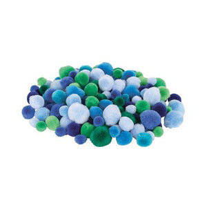 Pom Poms Assorted Cool Colours Pack of 300 12mm 18mm 25mm Nine Colours