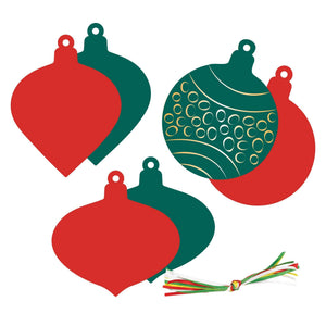 Scratch Coloured Baubles Pack of 30 Three Designs 250gsm Tools and Ribbon