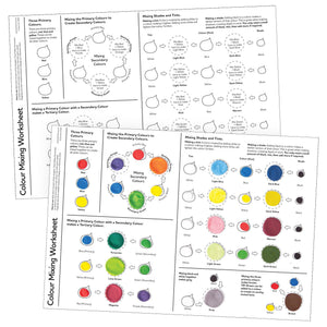 Colour Mixing Worksheet Pack of 10 Secondary Tertiary Shades and Tints