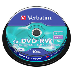 Verbatim DVD-RW 120 Minute 4.7GB Spindle Pack of 10