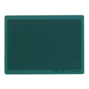 Linex CM2130 A4 cutting mat in green with a printed grid and LINEX CM2130 marking, top view