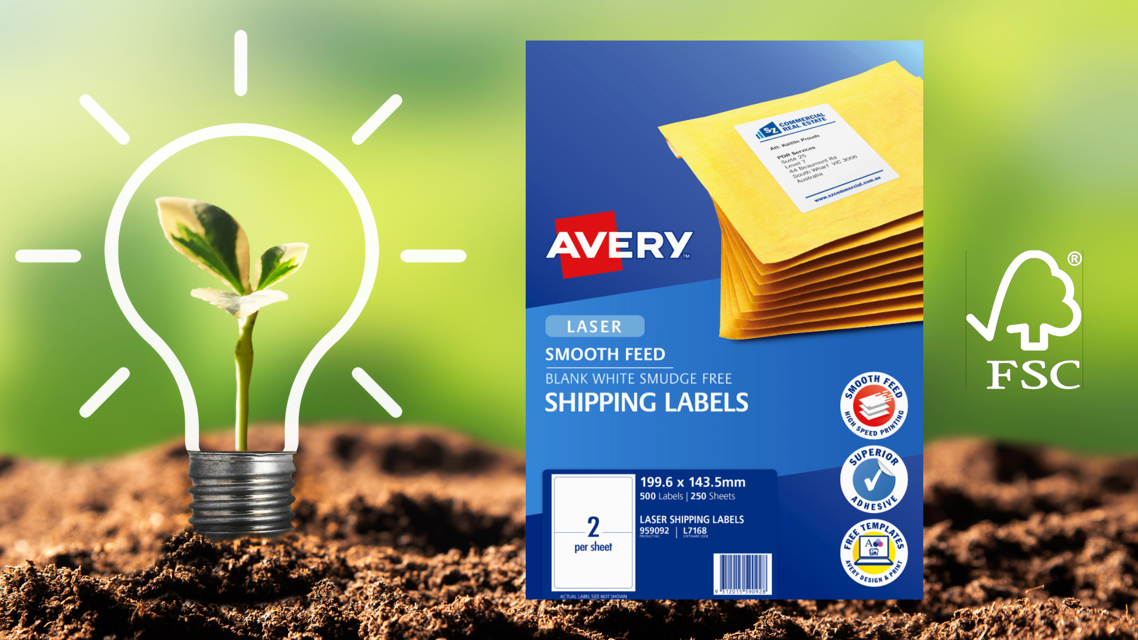 Avery 959092 White TrueBlock Shipping Labels L7168: The Eco-Friendly Labelling Solution