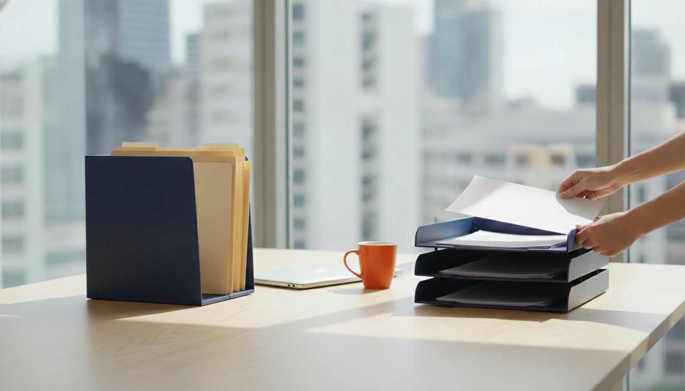 Document trays vs vertical file holders: Choosing the best desktop organisation for your office