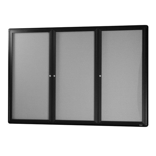 Visionchart BN-HDC-1812BL Be Noticed Hinged Door Notice Case Black 3 Door 1830 x 1220mm