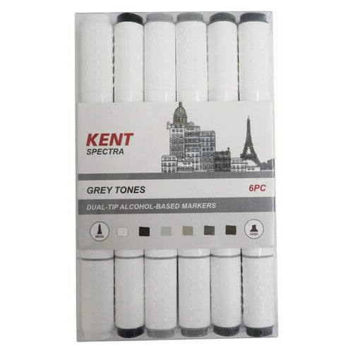 Kent Spectra Brush and Chisel Marker Grey Tones Set of 6