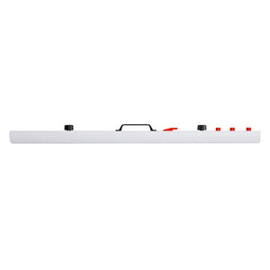 Planhorse A1 plan multiclamp in white with a black carry handle, black wingnuts and red hanging clip and stops, shown empty