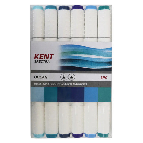 Kent Spectra Brush and Chisel Marker Ocean Set of 6