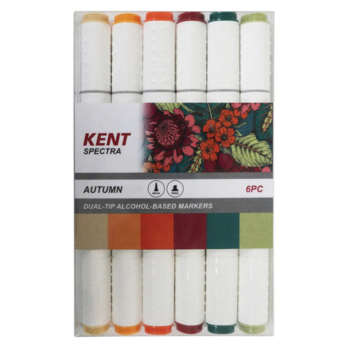 Kent Spectra Brush and Chisel Marker Autumn Set of 6