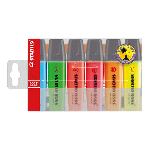 Stabilo Boss Original Chisel Tip Highlighter Wallet of 6 Assorted Colours