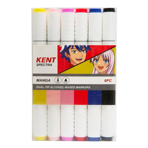 Kent Spectra Brush and Chisel Marker Manga Set of 6