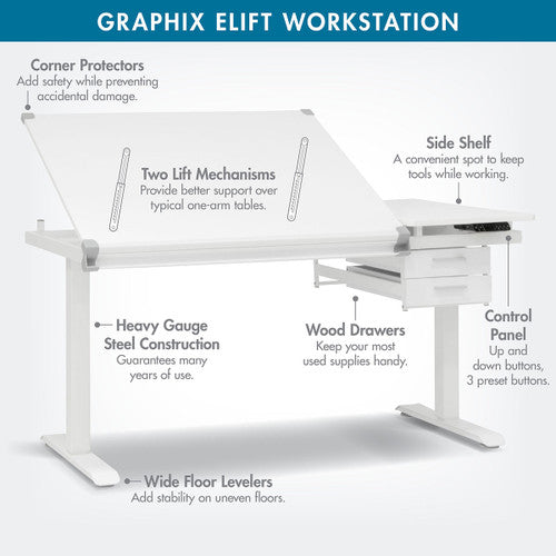 Artfusion Graphix E-Lift Workstation Drafting Table