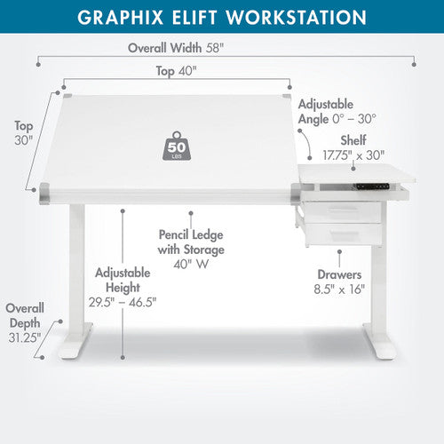 Artfusion Graphix E-Lift Workstation Drafting Table