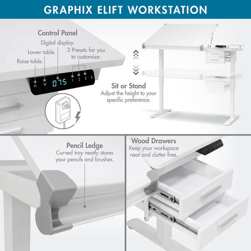 Artfusion Graphix E-Lift Workstation Drafting Table