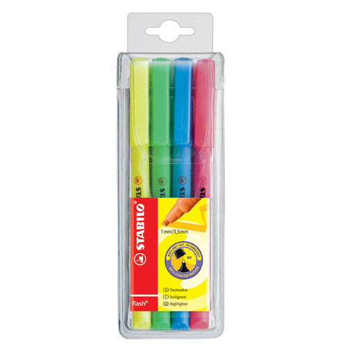 Stabilo Flash Highlighter Wallet of 4 Assorted Colours