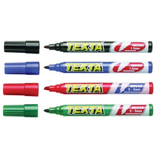 Texta Bullet Tip Markers 1.5mm Black Box of 12