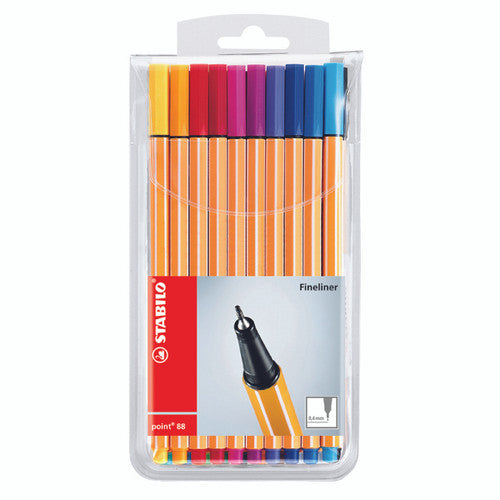 Stabilo Point 88 Fineliner Assorted Colours Wallet of 20