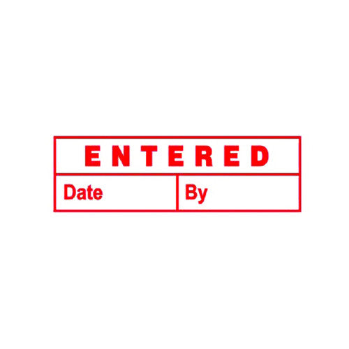 DeskMate 0273550 Pre-Inked Office Stamp Entered (Date & By) Red