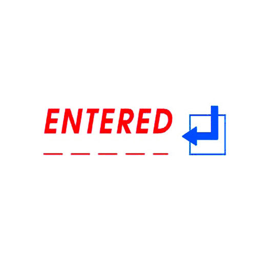 DeskMate Dual Colour Pre-Inked Office Stamp Entered Date Blue Red