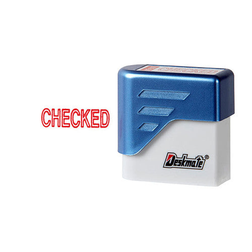 DeskMate Pre-Inked Office Stamp Checked Red