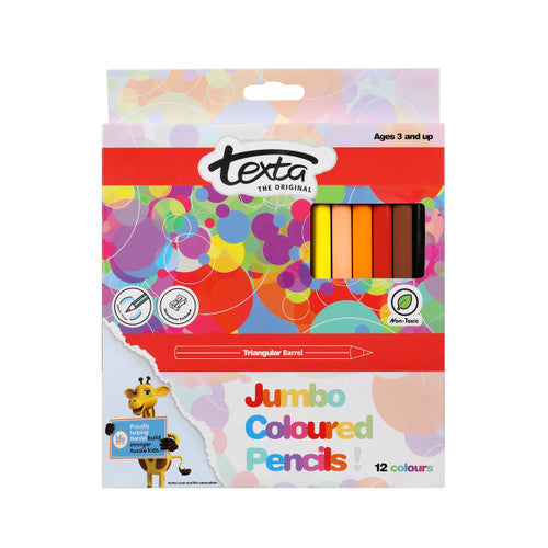 Texta Jumbo Triangular Coloured Pencils Assorted Pack of 12