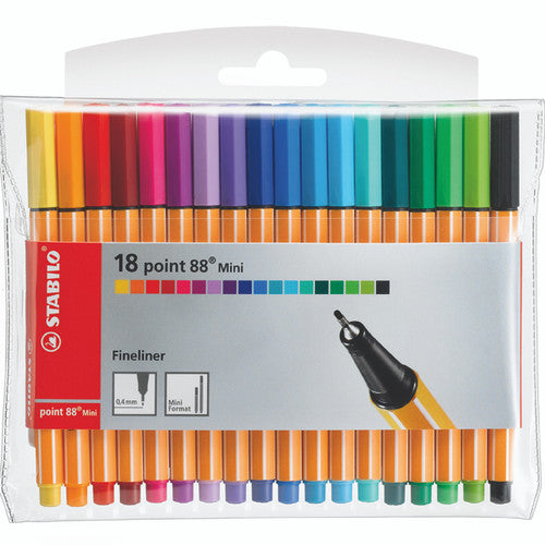 Stabilo Point 88 Mini Fineliner Assorted Colours Wallet of 18
