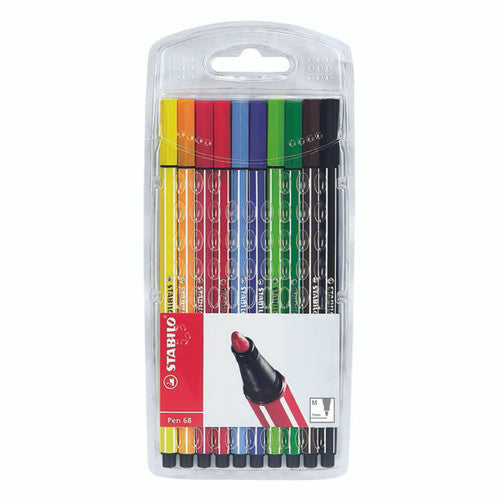 Stabilo Pen 68 Premium Colouring Fibre Tip Pen 1.0mm Assorted Wallet of 10
