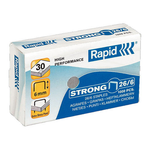 Rapid Strong 26/6mm Staples Box 1000