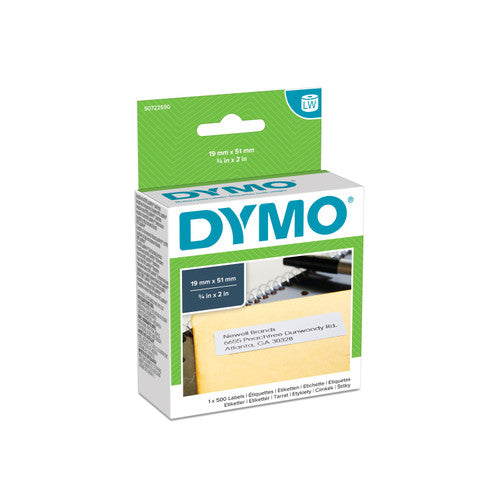 Dymo LabelWriter multi purpose labels 19 x 51mm single roll 500 labels for compact office labelling