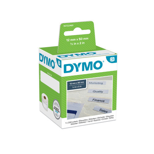 Dymo LabelWriter suspension file labels 12 x 50mm single roll 220 labels for hanging folder tabs