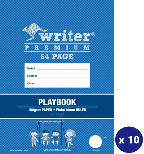 Writer Premium Playbook 330x240mm 64 Page Plain Plus 14mm Solid Ruled Pack 10 — front cover