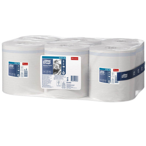Tork Wiping Paper Centrefeed Roll 1 Ply M2 White Carton of 6 Rolls
