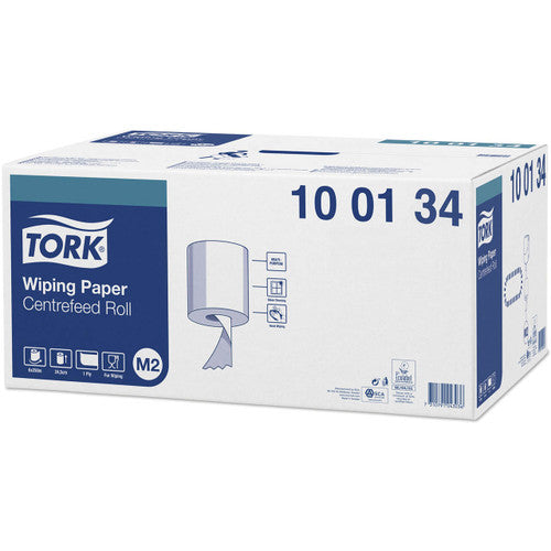 Tork Wiping Paper Centrefeed Roll 1 Ply M2 White Carton of 6 Rolls