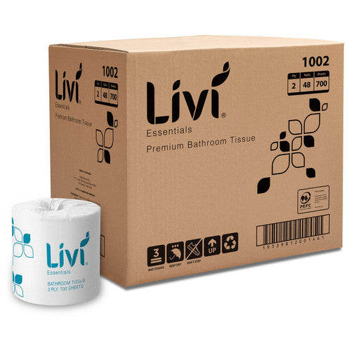 Livi 1002 Essentials Toilet Tissue 2 Ply 700 Sheets Carton 48