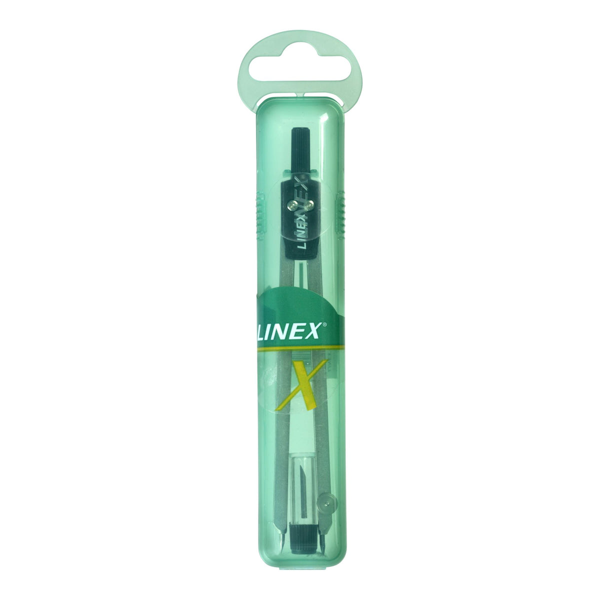 Linex 16 compass packed in a clear green tube with a hanging tab